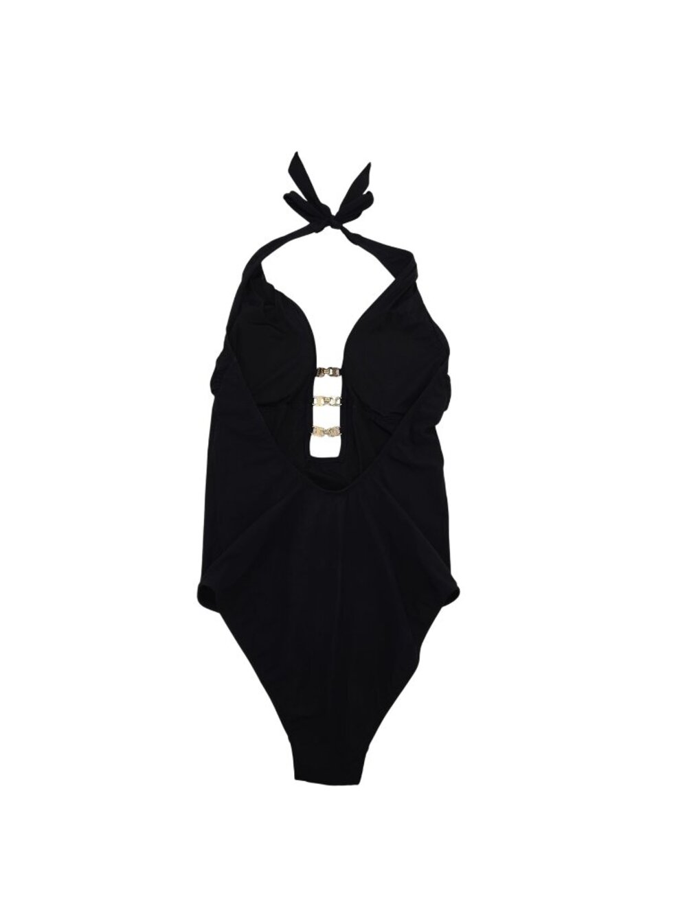 Tory Burch Black Gemini Link Plunge One-Piece Swimsuit Size Medium